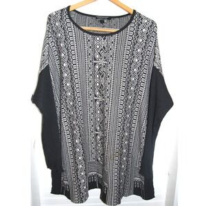Peruvian Connection sweater size M/L Black & White knit‎ long-sleeve open sides
